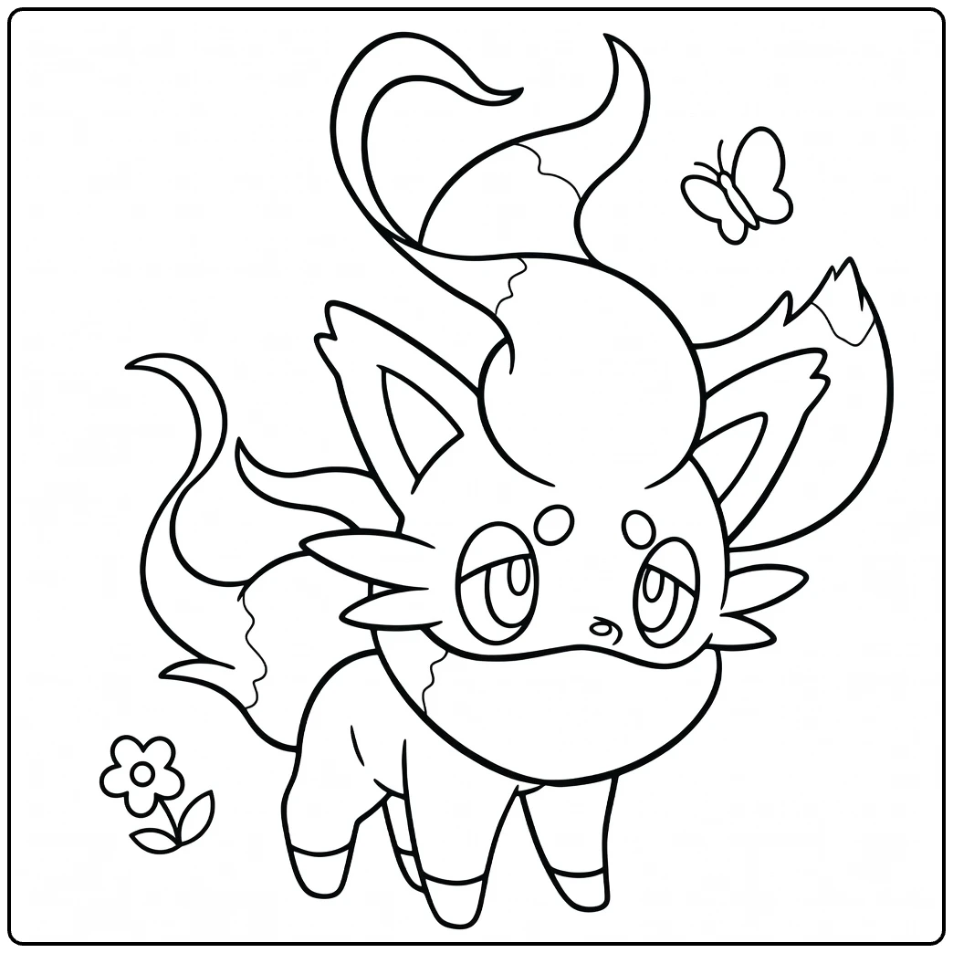 Hisuian Zorua Cute Pokemon Little Fox coloring page