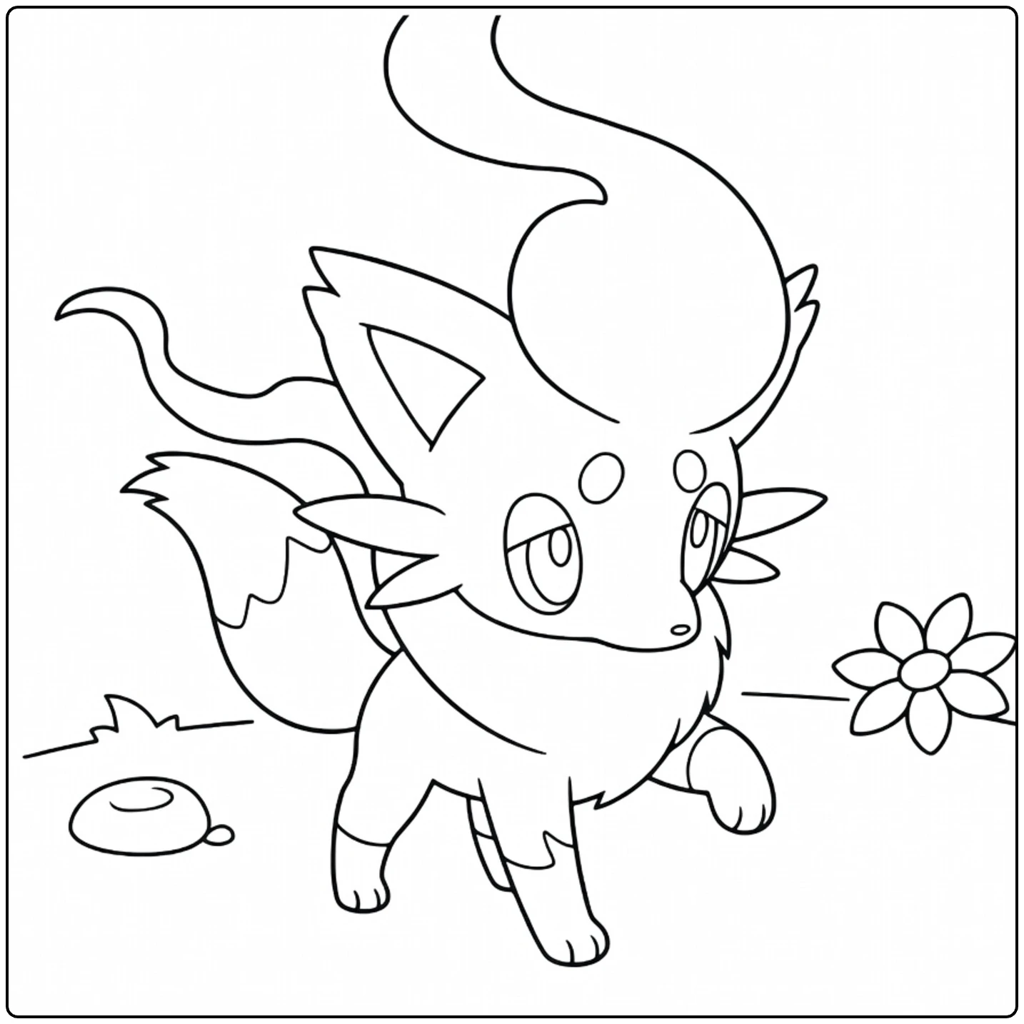 hisuian zorua coloring page of Pokemon with witte manen