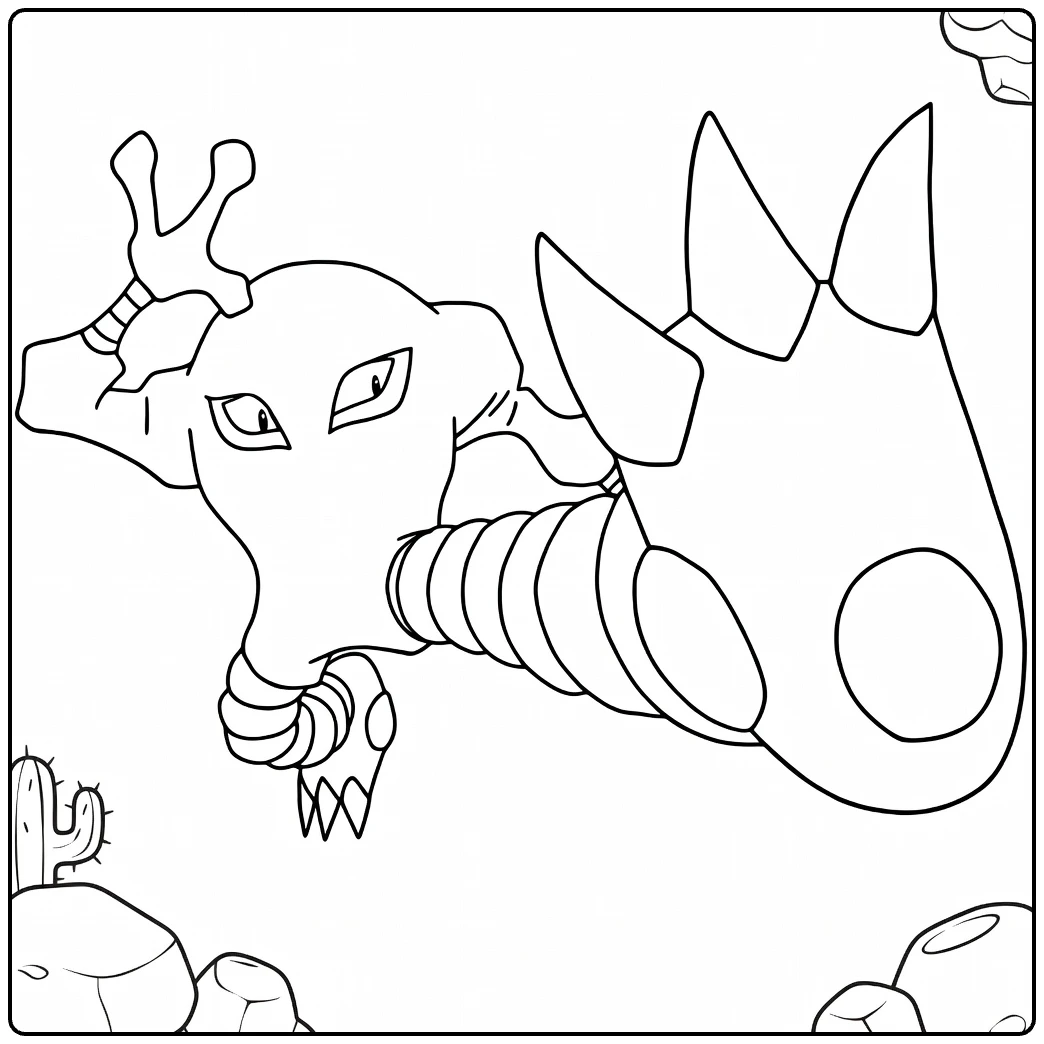 Hitmonlee in Dynamic Kicking Pose Desert coloring page