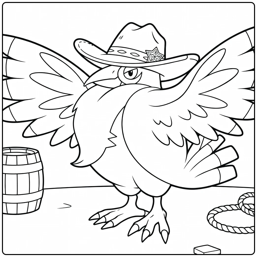 Honchkrow Cowboy Crow with Beard and Barrel coloring page