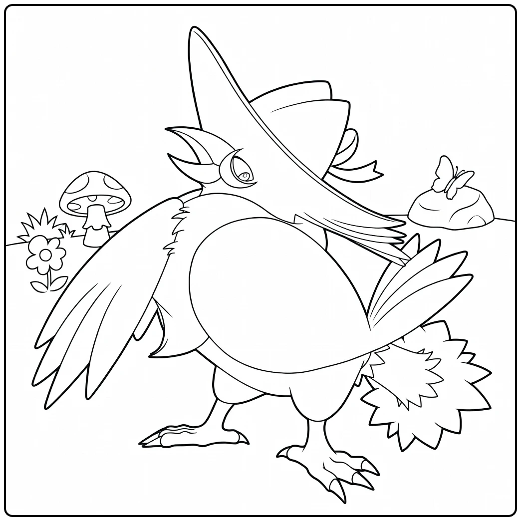 Honchkrow Tough Pokemon Crow in Action coloring page