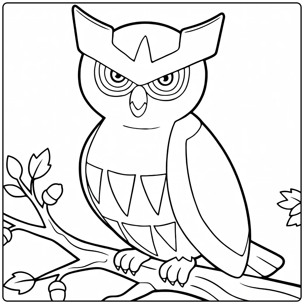 hoothoot coloring page Pokemon owl in herfstboom