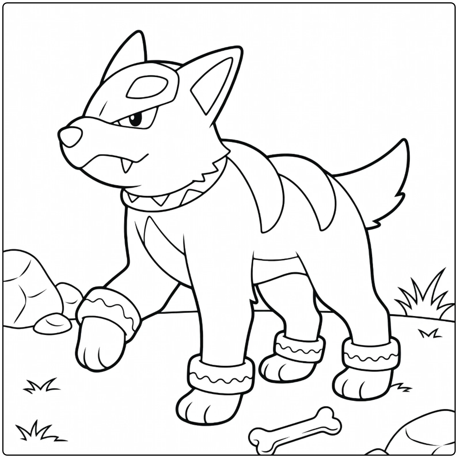 Houndour Fierce Pup with Stone coloring page
