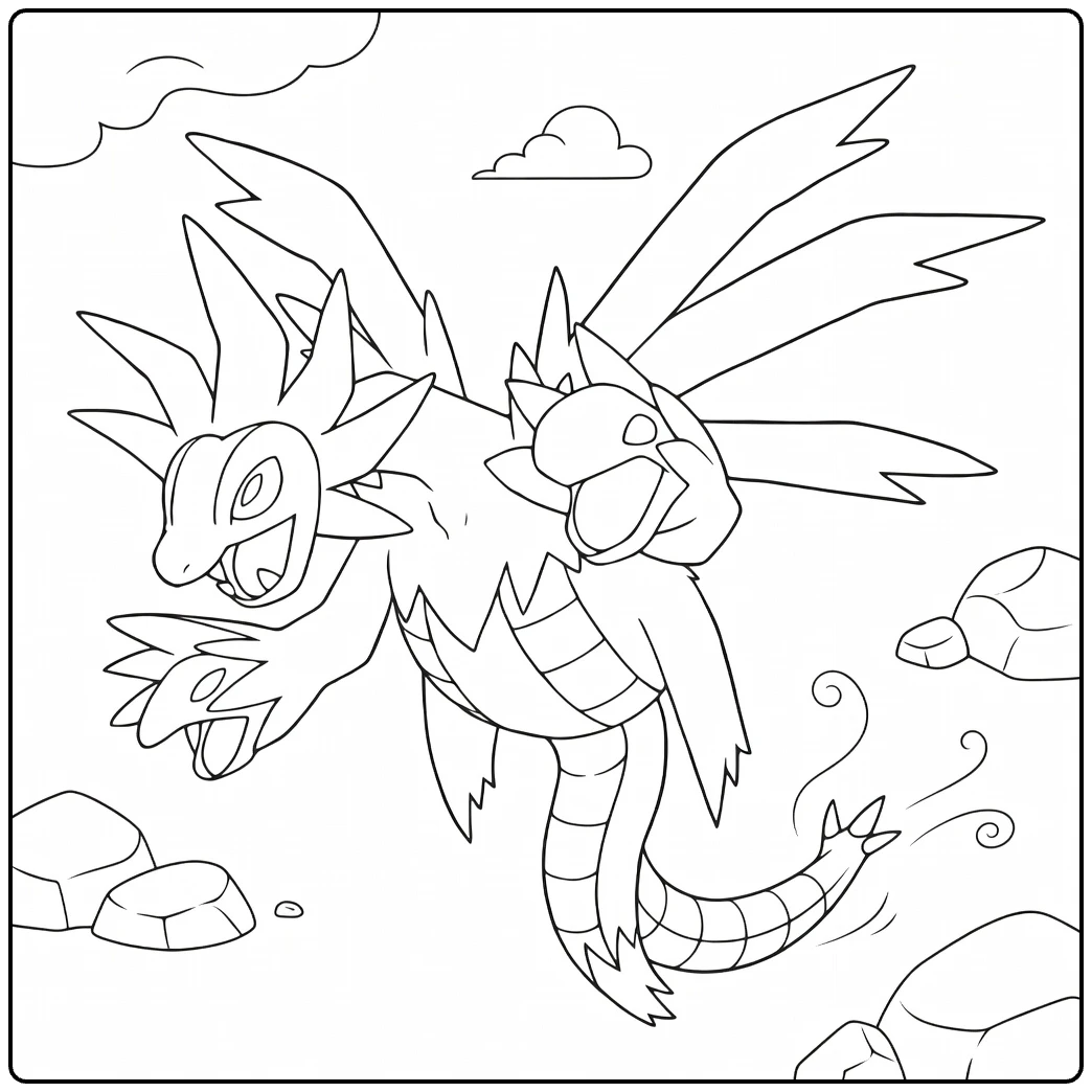Hydreigon Flying Pokemon Dragon coloring page