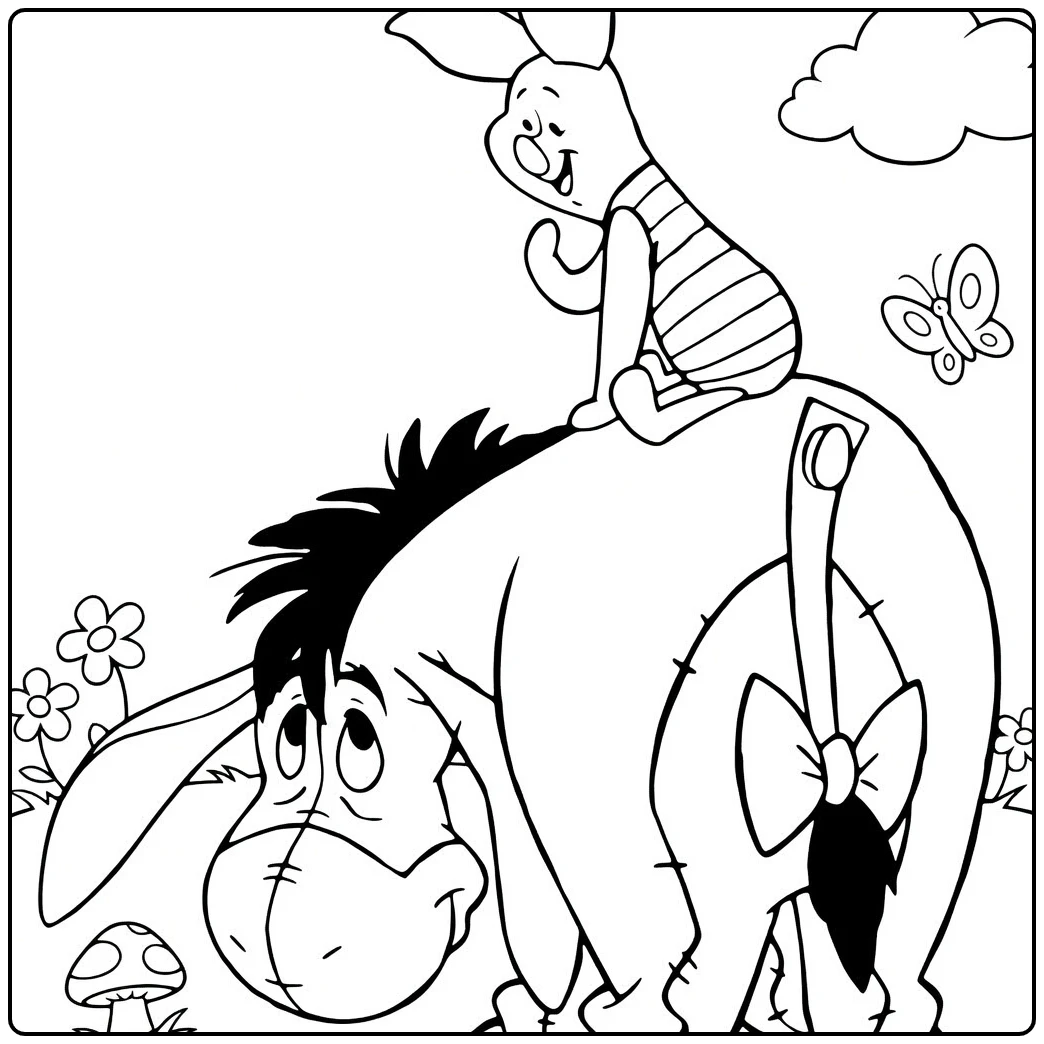 iejoor coloring page lopje rijdt on iejoor with strik