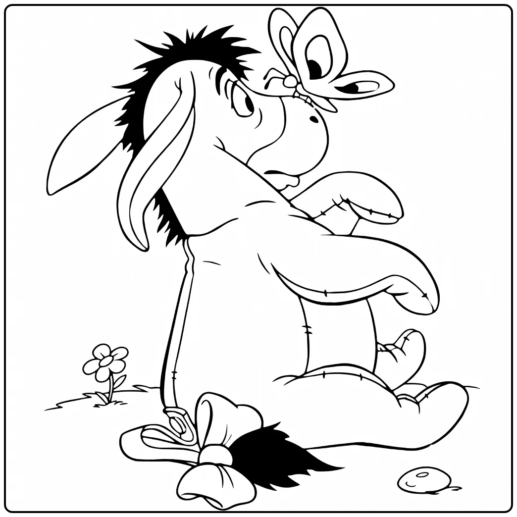 iejoor coloring page with vlinder flower and grass for kids