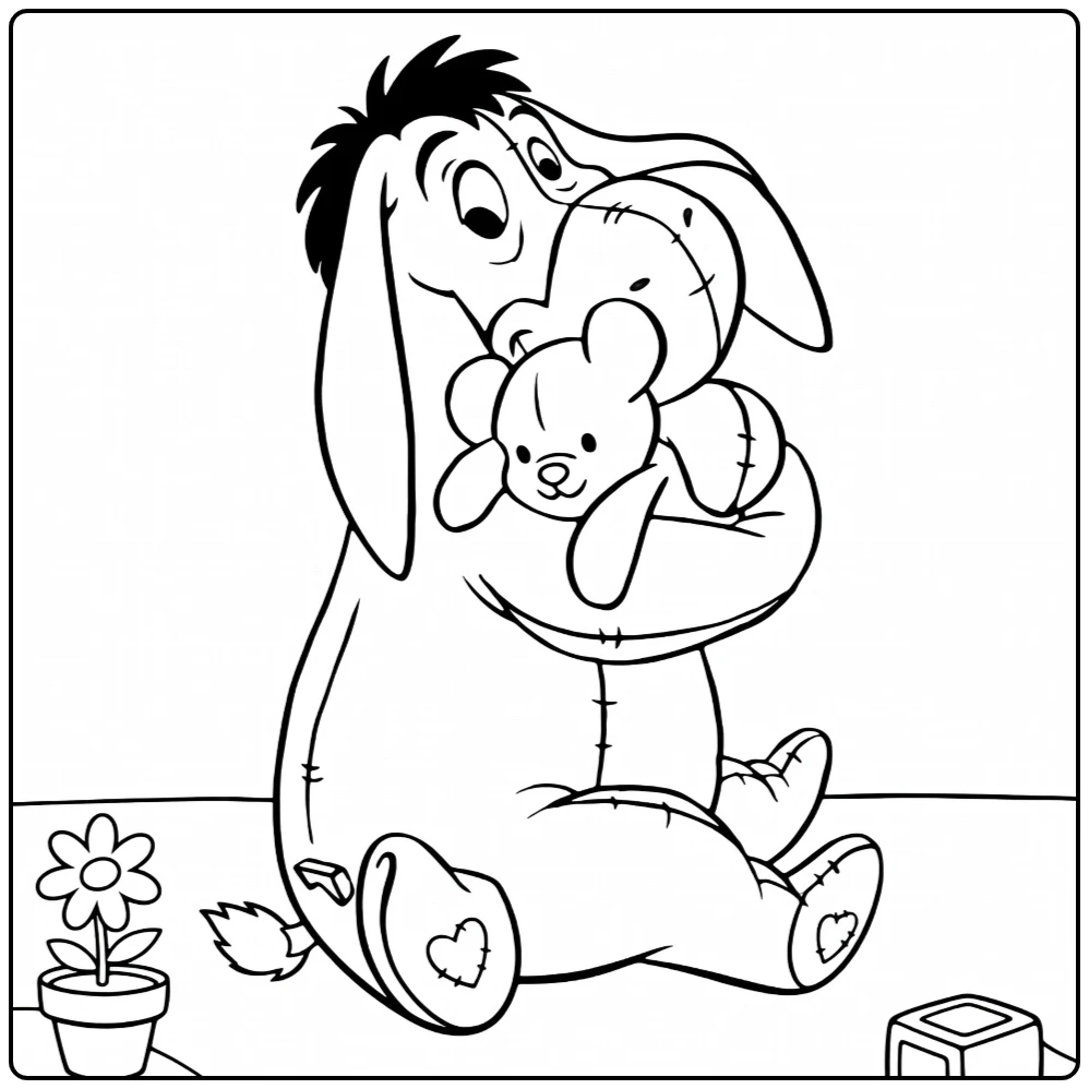 iejoor coloring page of sweet ezel with teddybeer