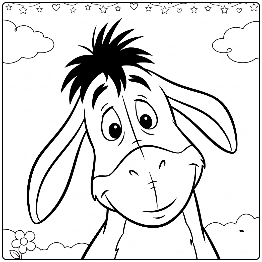 iejoor coloring page of winnie the pooh with stars and harten