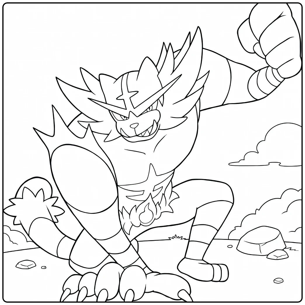 Incineroar in Powerful Battle Pose coloring page