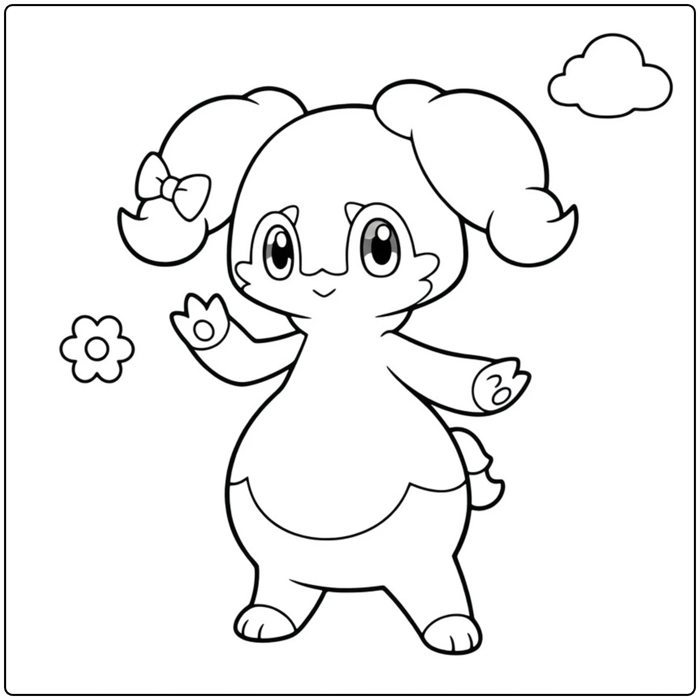 indeedee coloring page of wuivende indeedee with wolkje