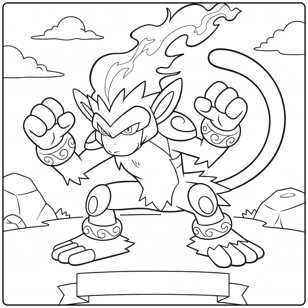 Infernape Flaming Moons coloring page