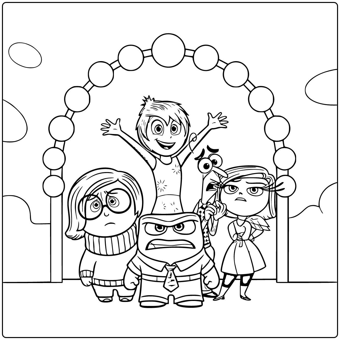 inside Out Emotions Posing Together coloring page