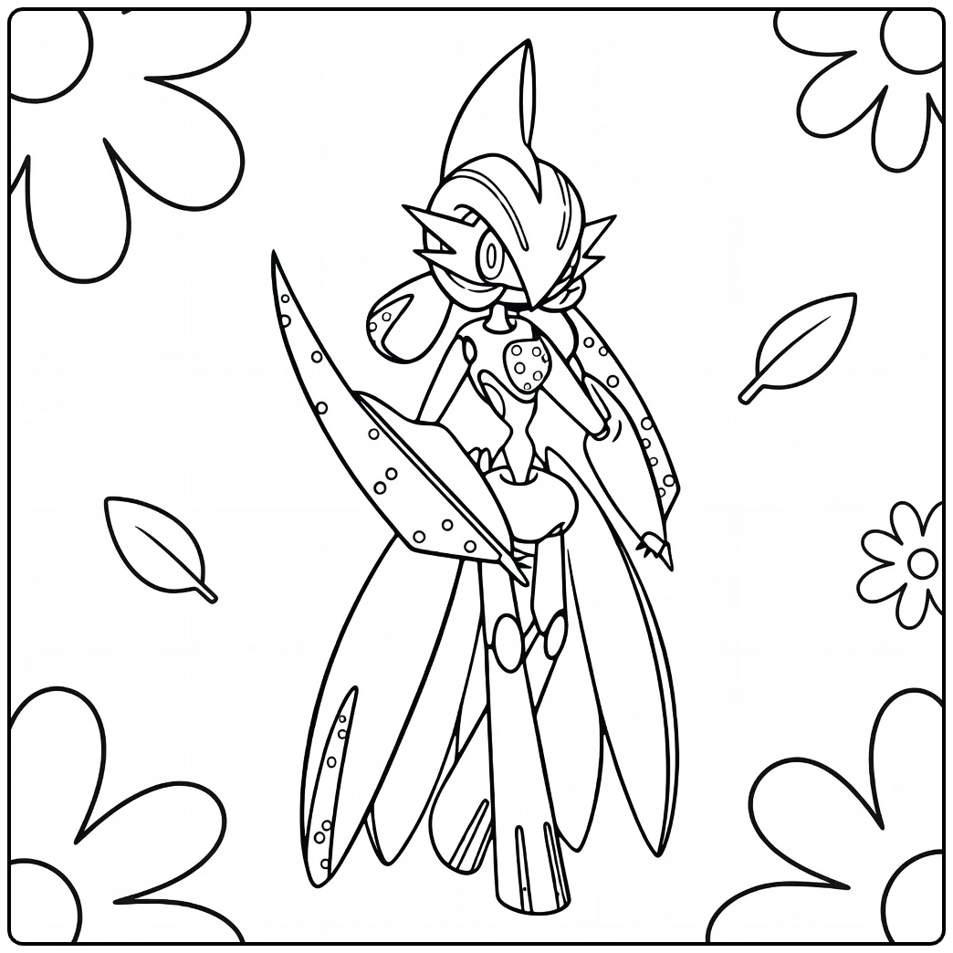 Iron Valiant Tough Pokemon Pose coloring page