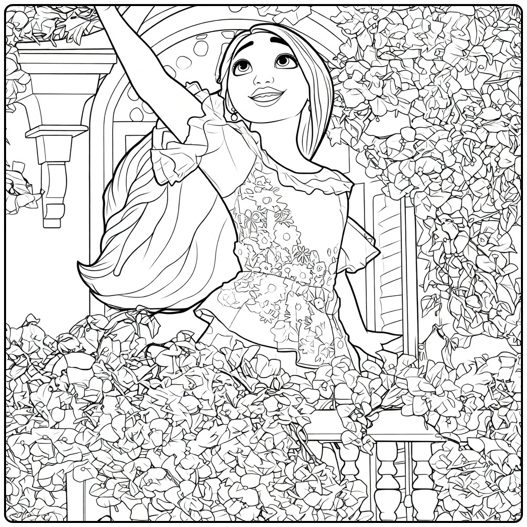 Isabela Madrigal Magical Plant Princess coloring page