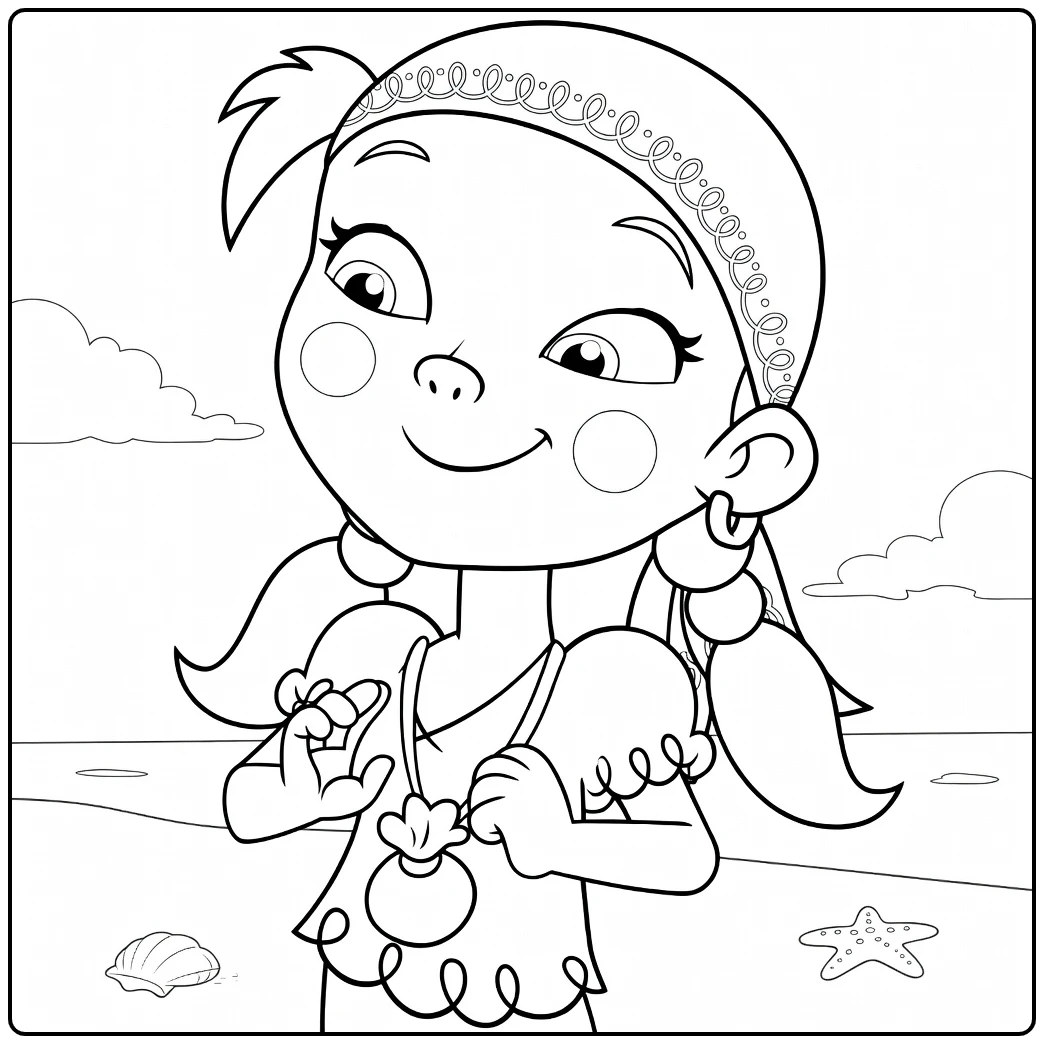 izzy Cheerful Strandmeisje coloring page