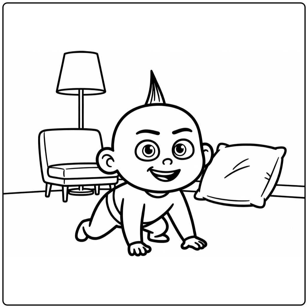 jack Jack Jack Jack in Woonkamer with Lamp coloring page