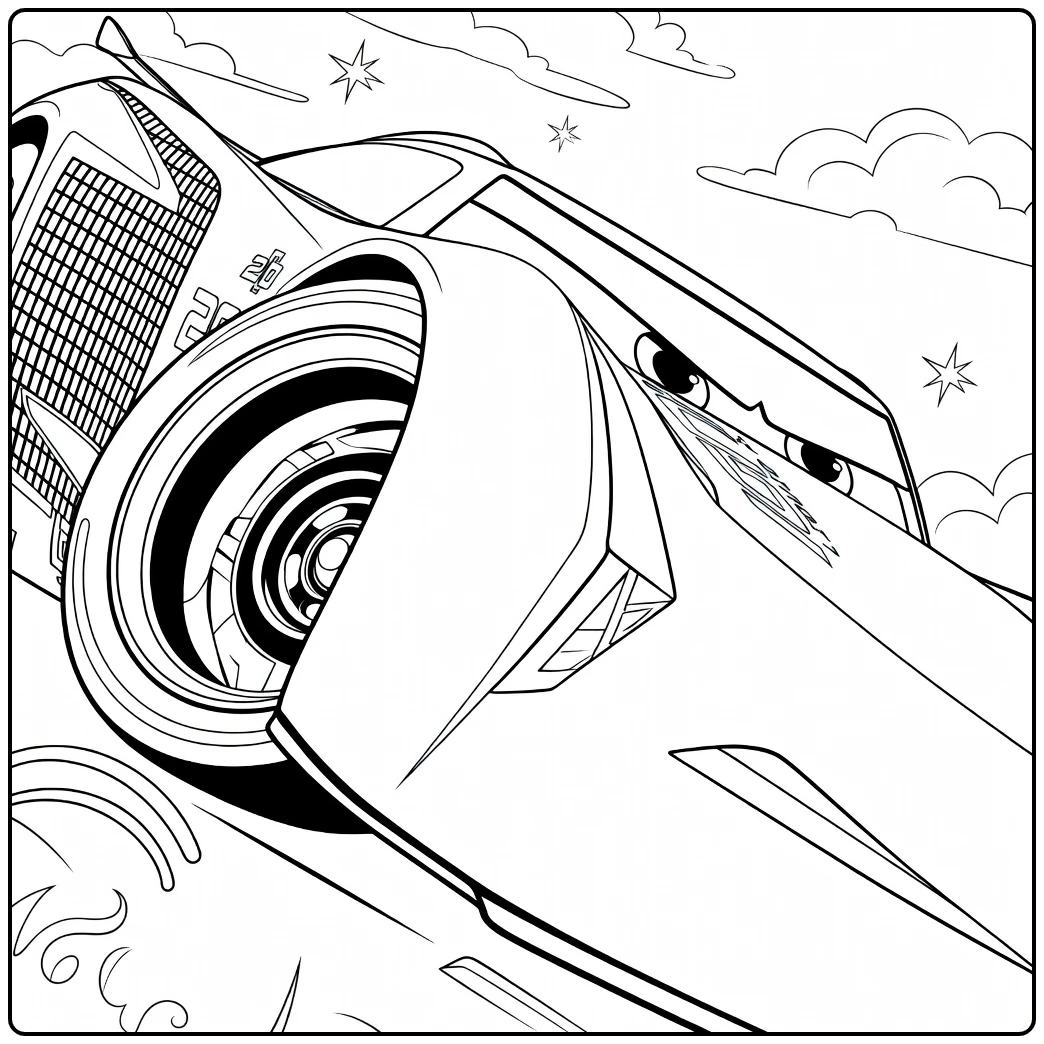 jackson Storm in Dynamische Racepose coloring page