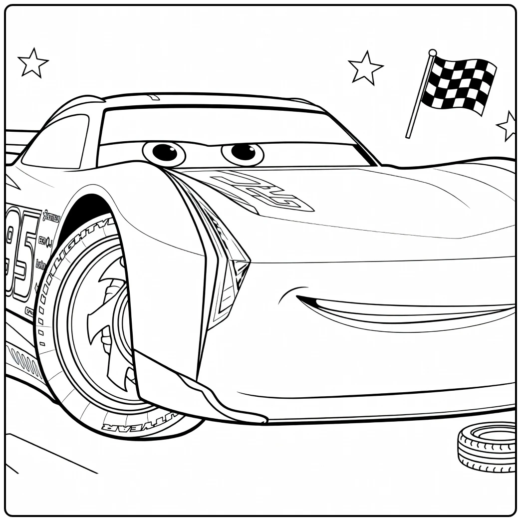 jackson Storm Eyes and Checkered Flag coloring page