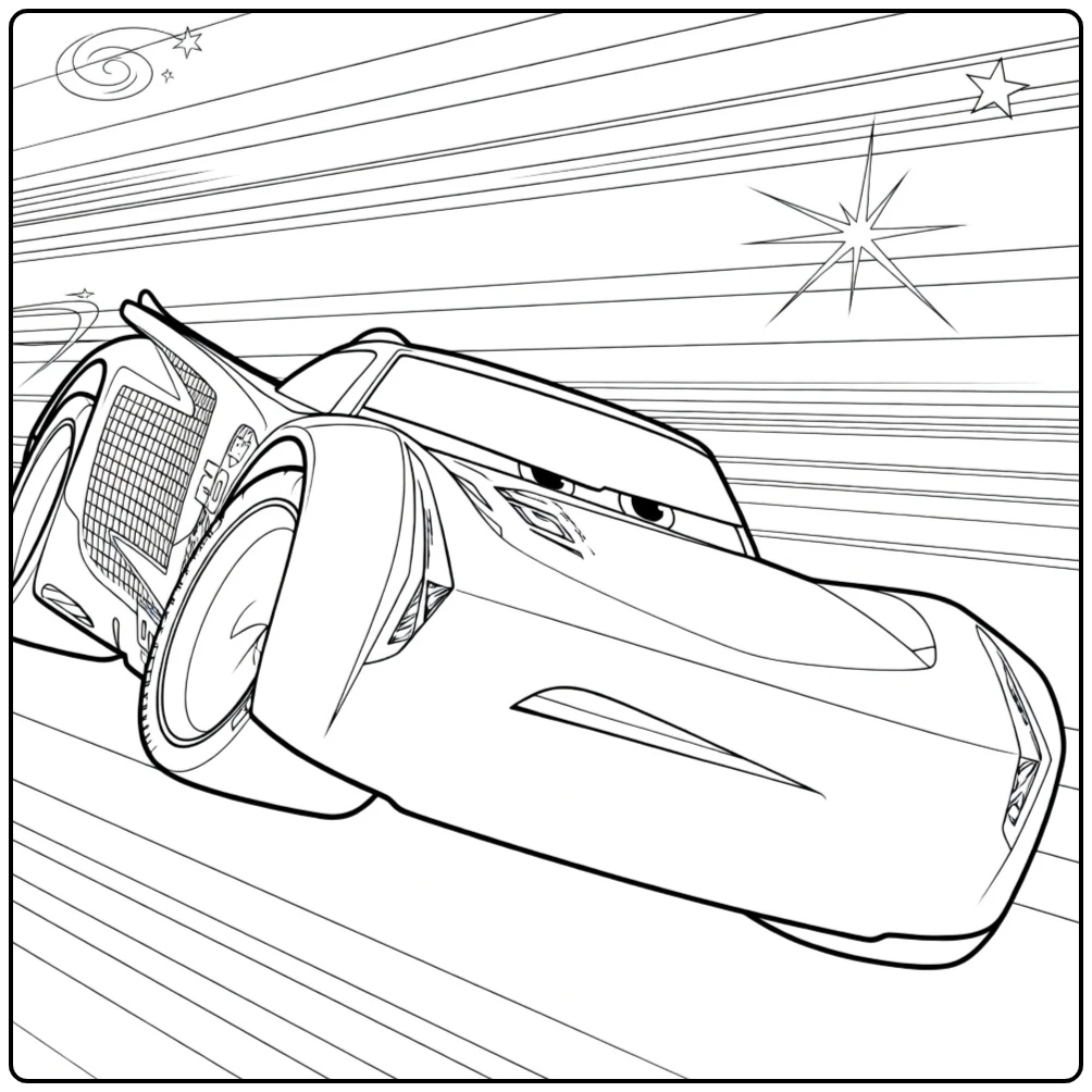 jackson Storm Race Car in Volle Action Cars 3 coloring page