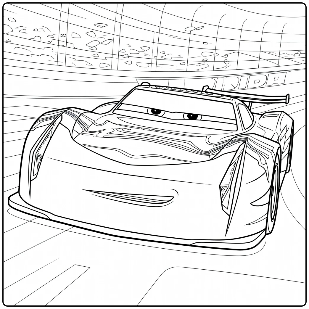 jackson Storm Fast Race Car in Action coloring page