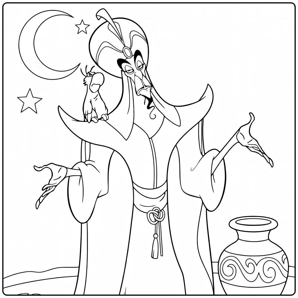 Jafar Sinister Sorcerer with Hooked Nose coloring page