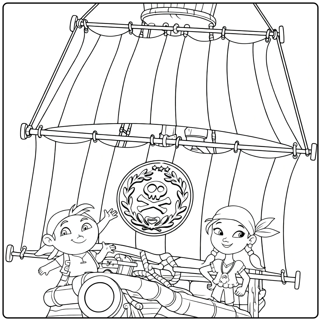 jake and the Never Land Pirates on Het Schip coloring page