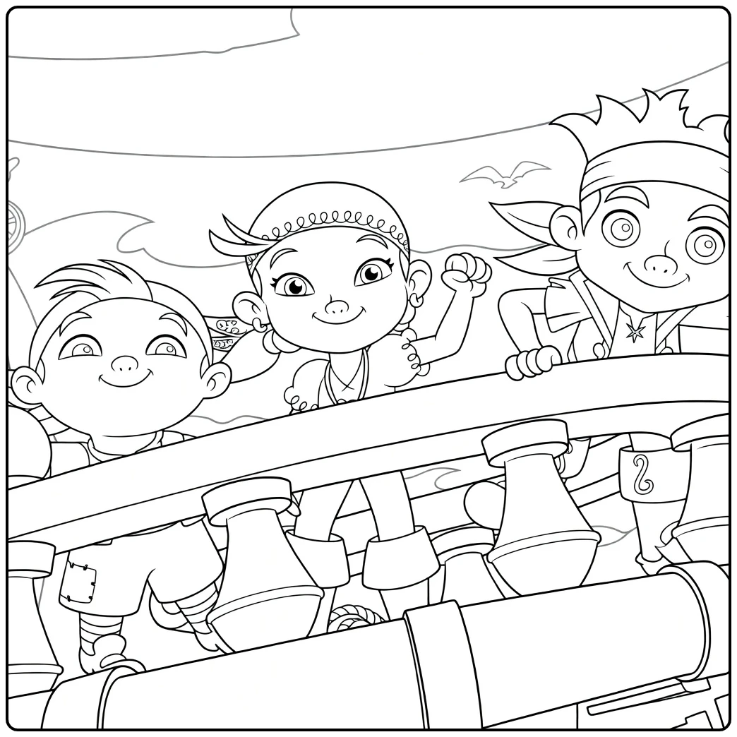 jake and the Never Land Pirates on Schip coloring page