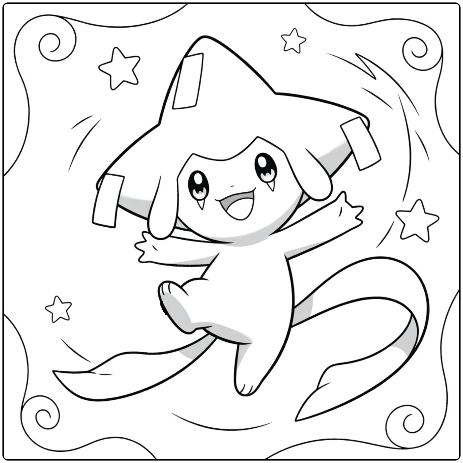 jirachi coloring page of happy mythische star Pokemon
