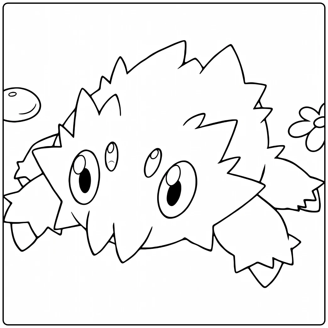 Joltik for Kids with Bubbles and Flower coloring page