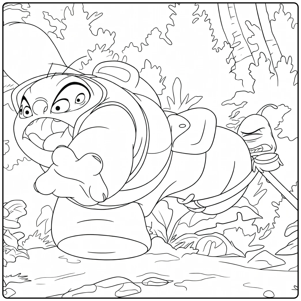 jumba Angry Bear in Het Bos Adventure coloring page