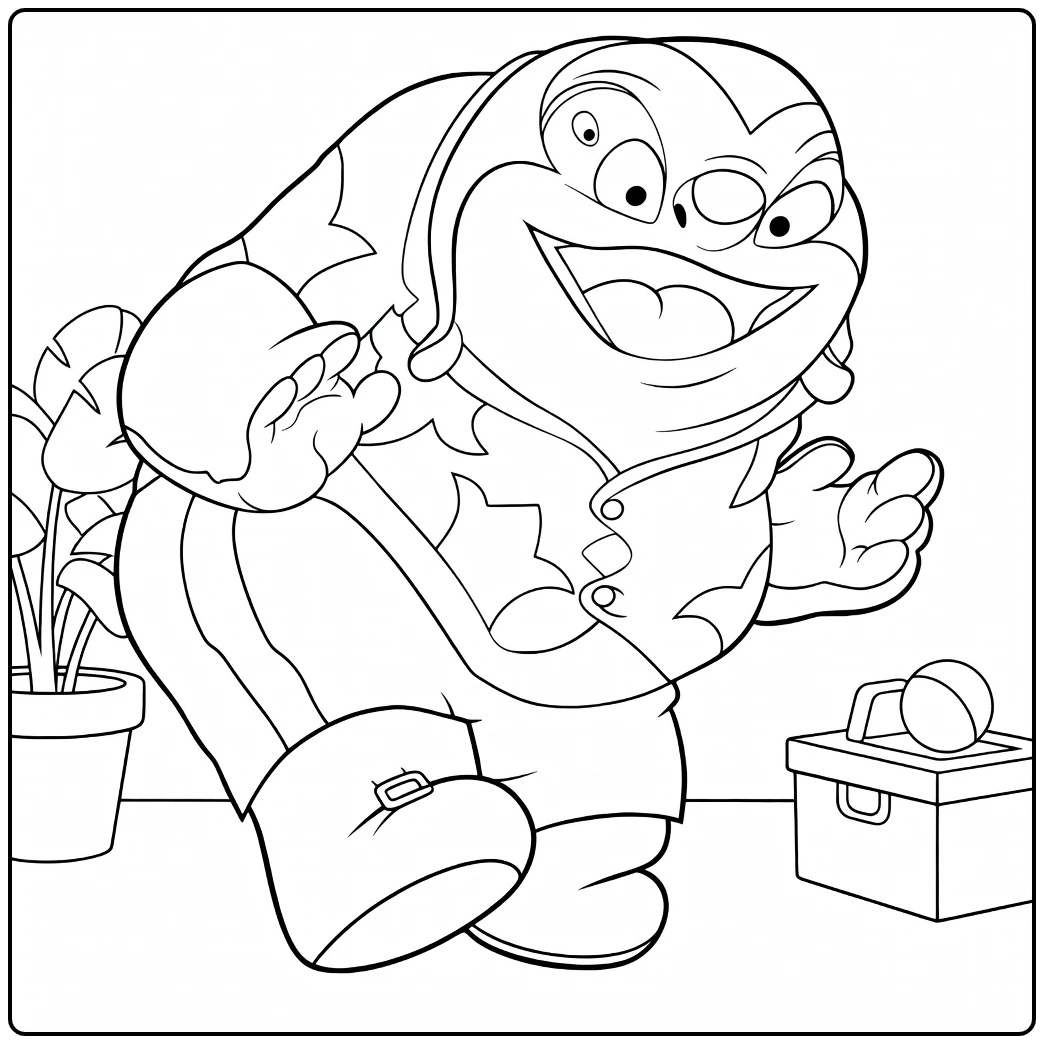 jumba Cartoon Aap and Plant coloring page