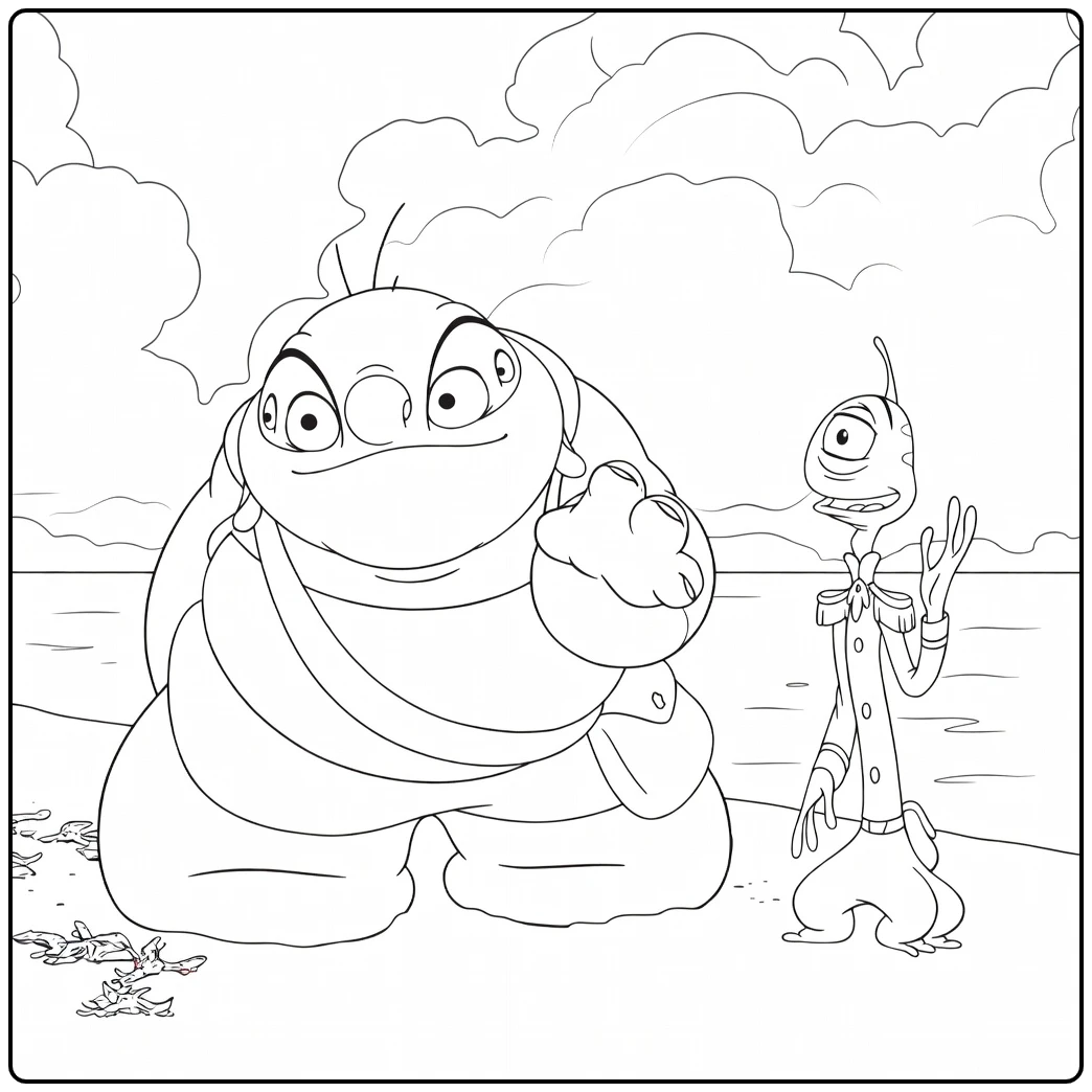jumba Jumba and Pleakley at Het Beach coloring page
