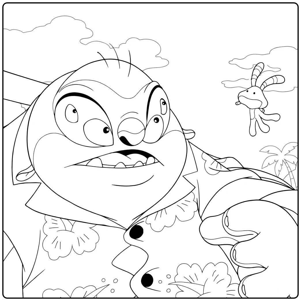 jumba Tropische Vis Adventure with Insect coloring page