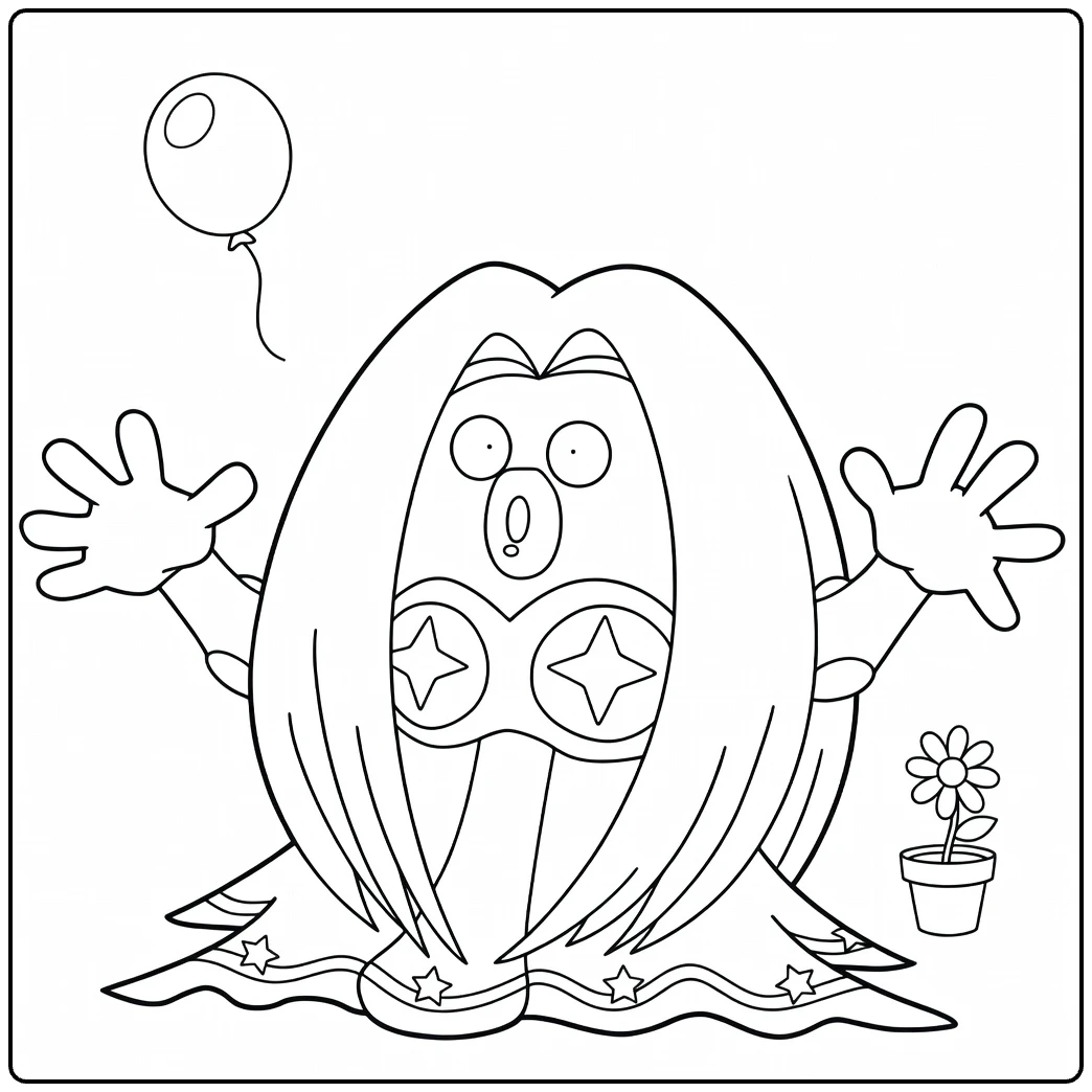 Jynx Festive Pose with Arms Wide and Flower coloring page