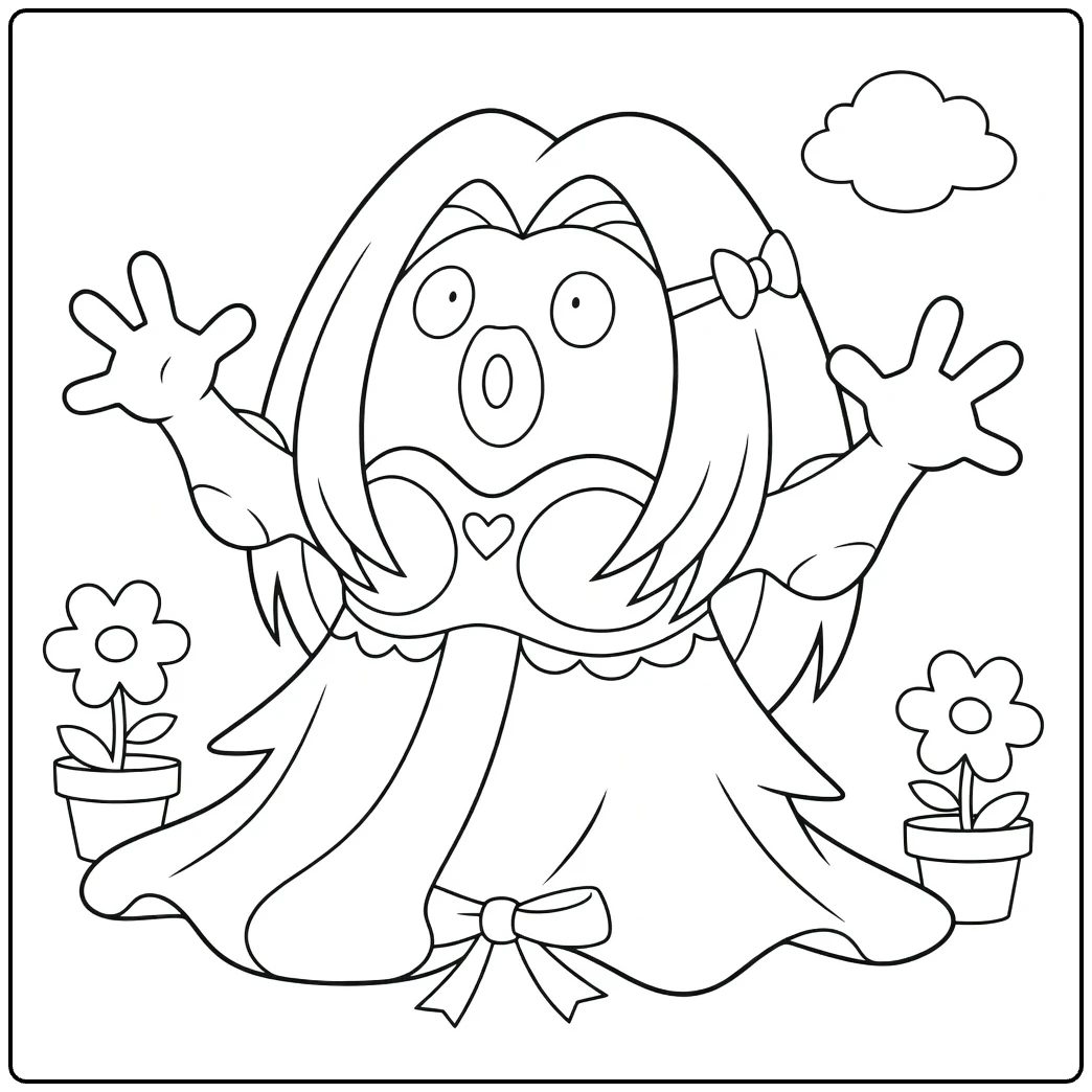 jynx coloring page verbaasd arms wijd