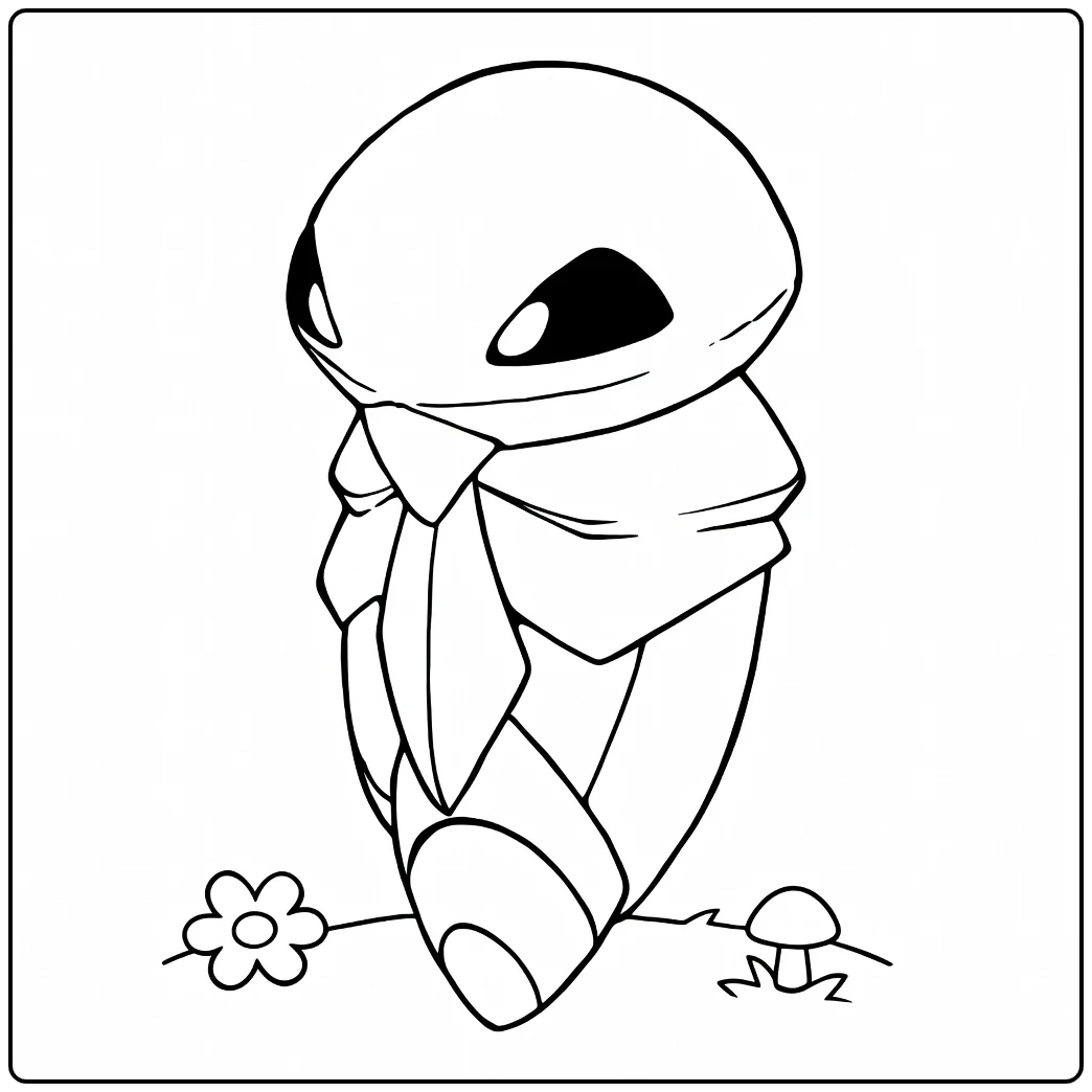 Kakuna Cocoon Pokemon with Flower Mushroom coloring page