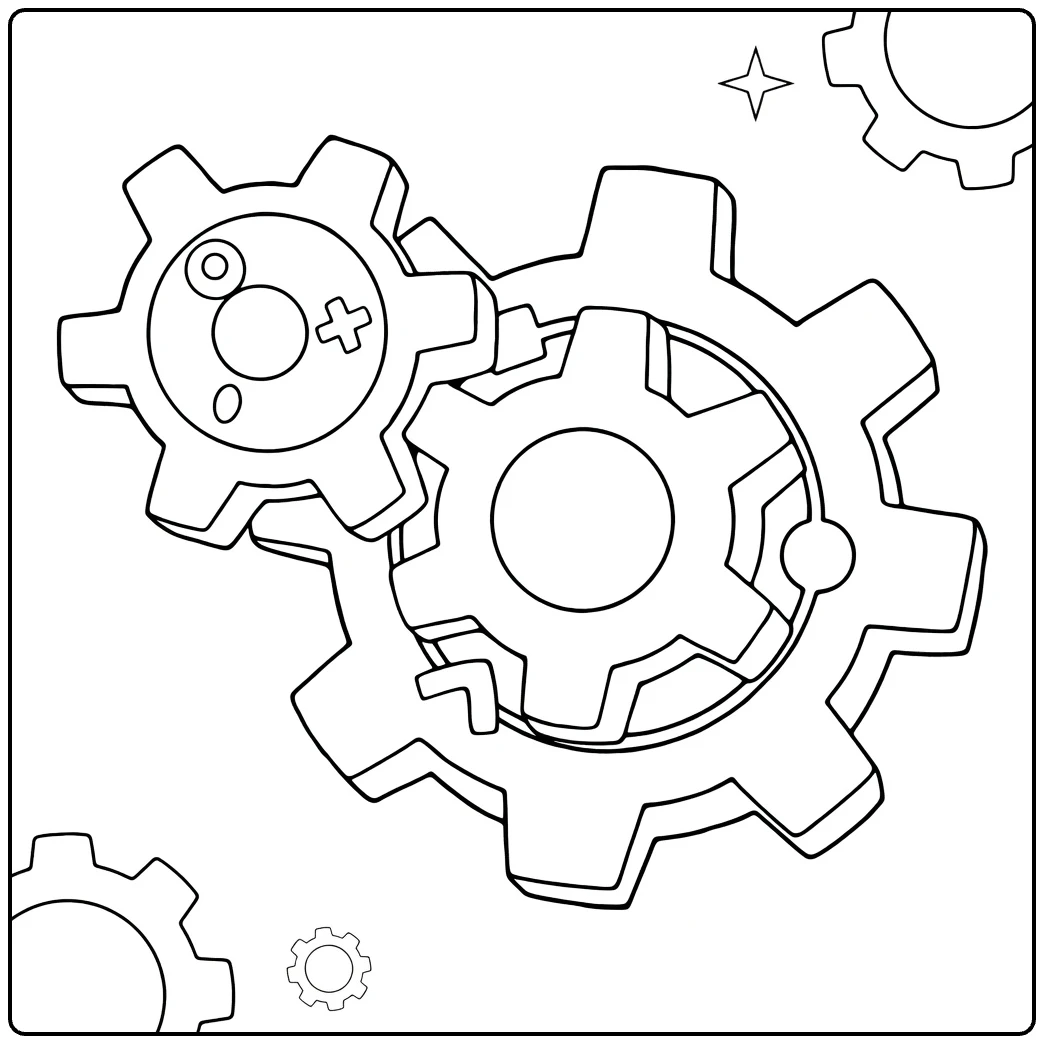 Klang Interlocking Gears and Stars coloring page