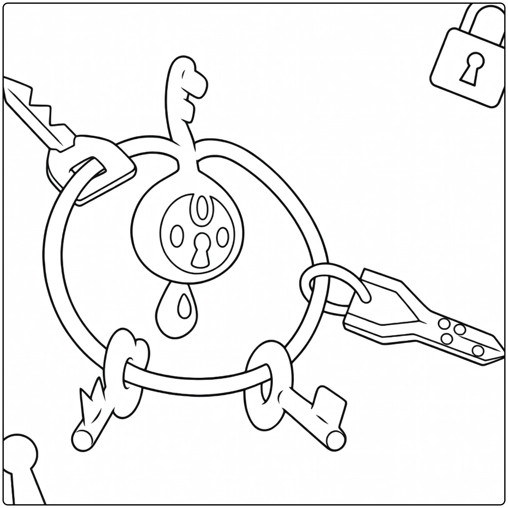 Klefki Pokemon with Ring and Slot coloring page