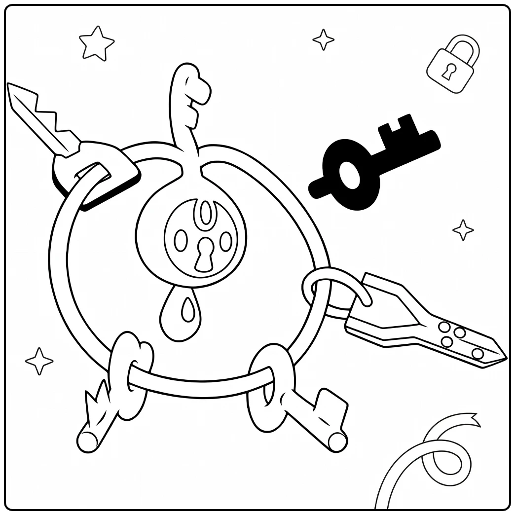 Klefki Pokemon Key Ring coloring page