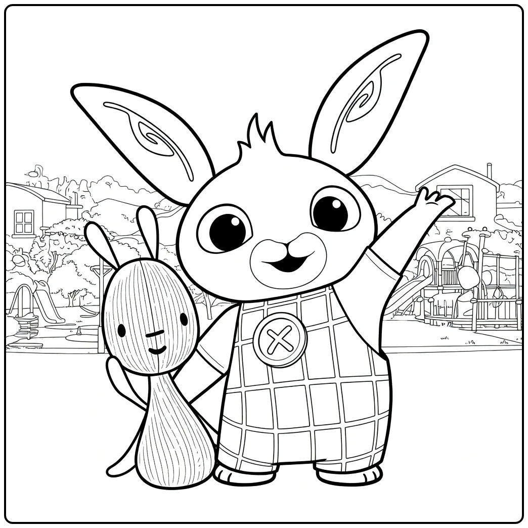 Bing and Flop Waving in Park coloring page