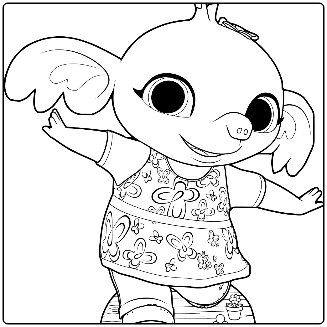 Bing Cute Rabbit with Butterfly Pattern coloring page