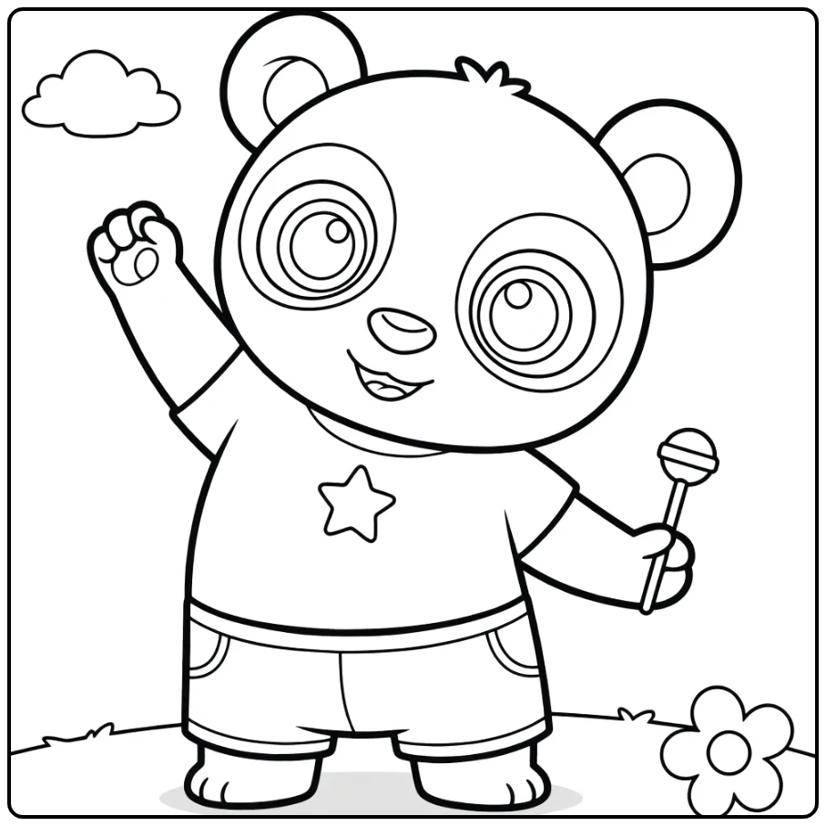 Bing Cute Panda with Rattle coloring page