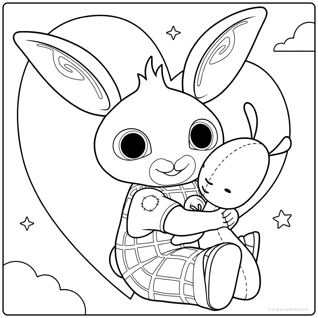 Bing Cute Bunny with Toys coloring page