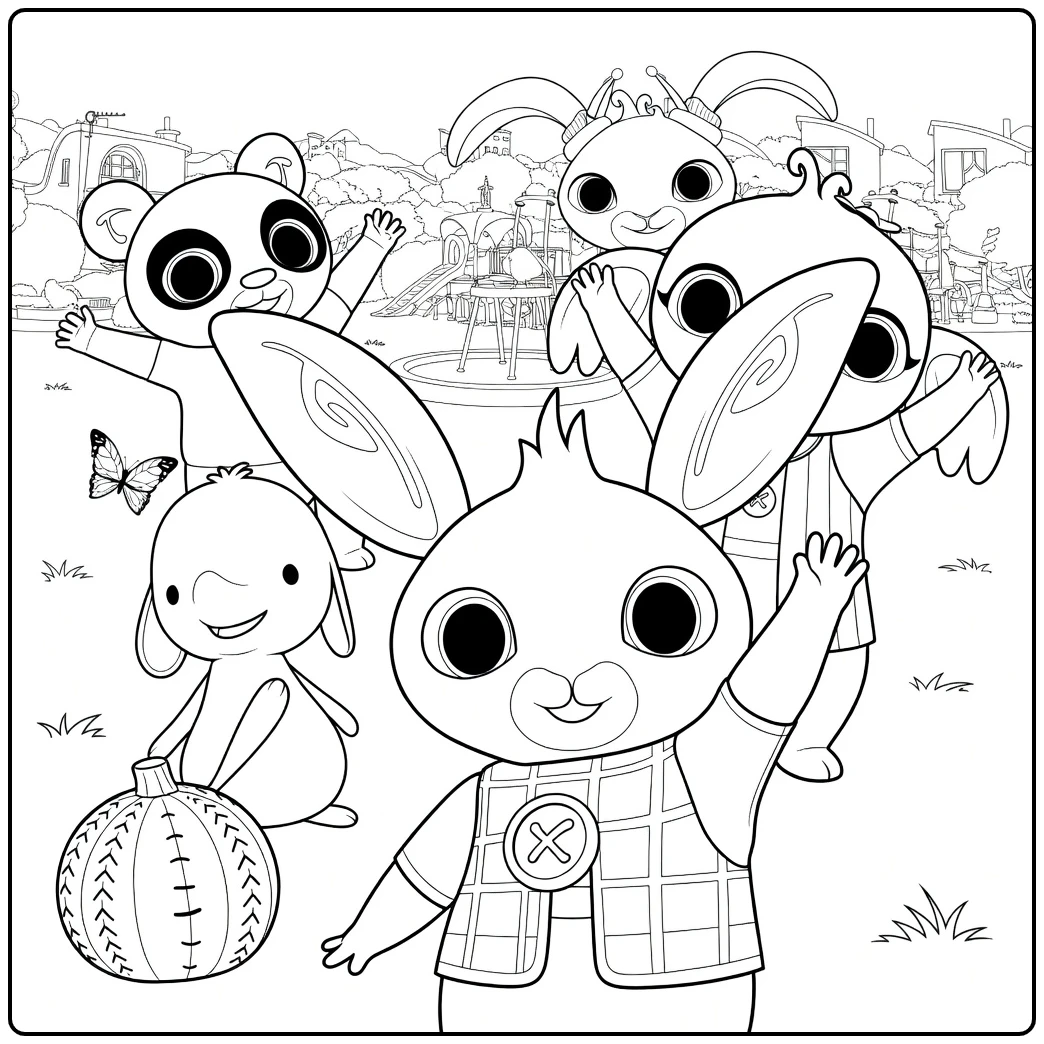 Bing Cute Characters in the Park coloring page