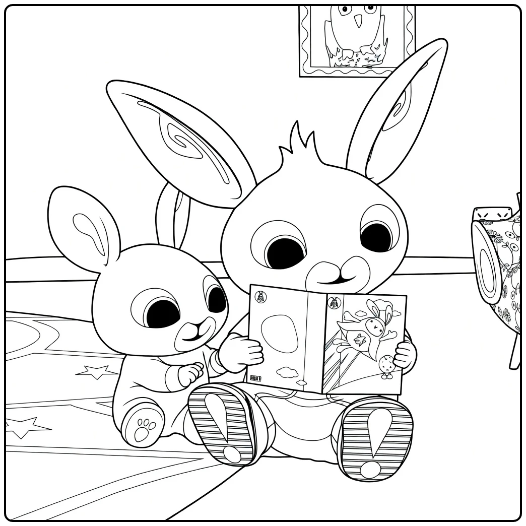 Bing Cute Rabbits with Reading Adventure coloring page