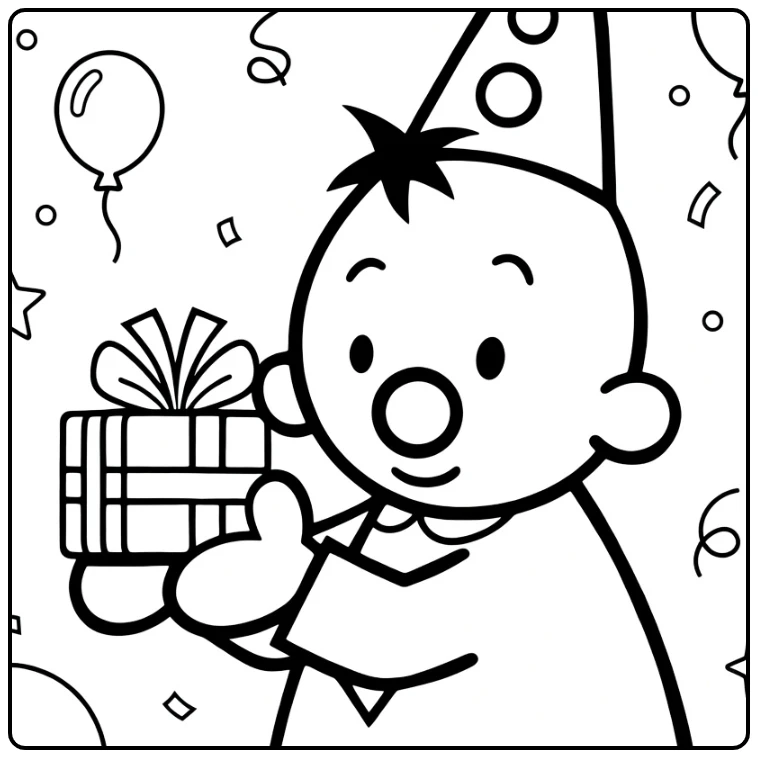 Bumba Celebrating Party with Gift coloring page