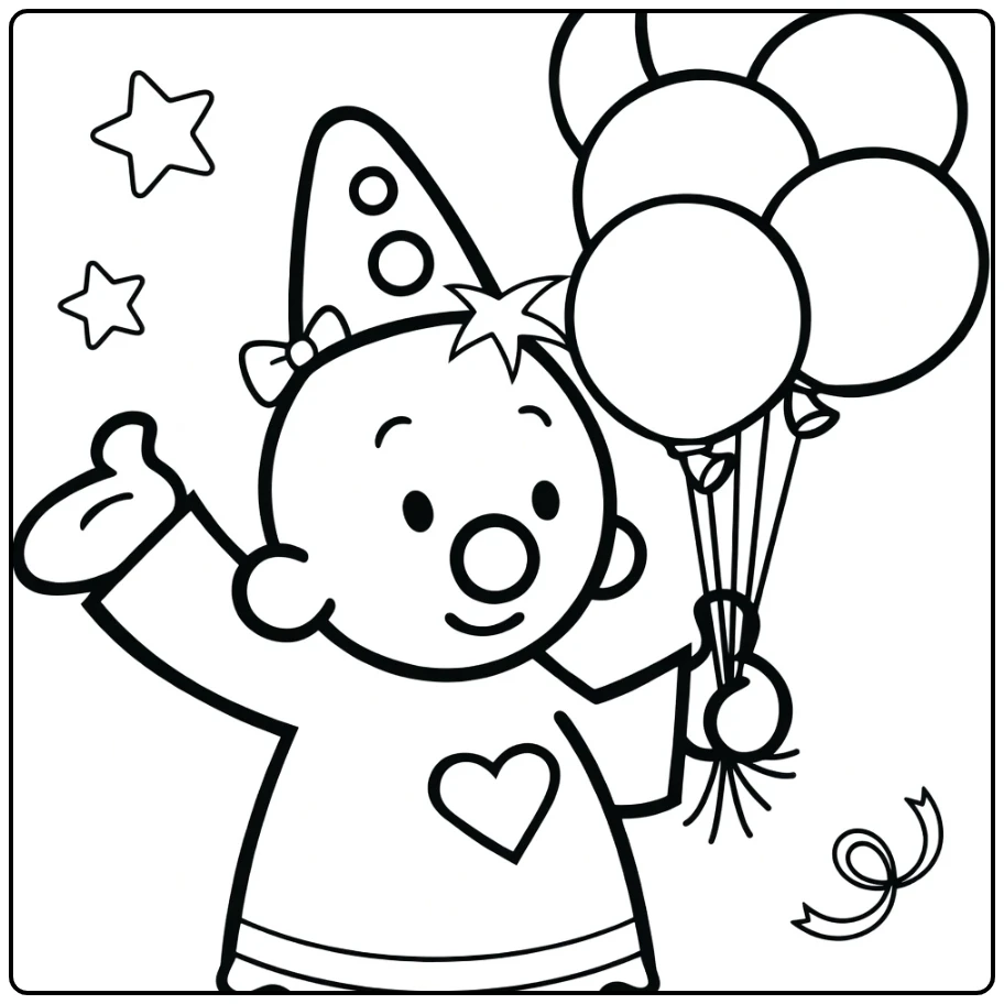 Bumba with Balloons for a Cheerful Coloring Session coloring page