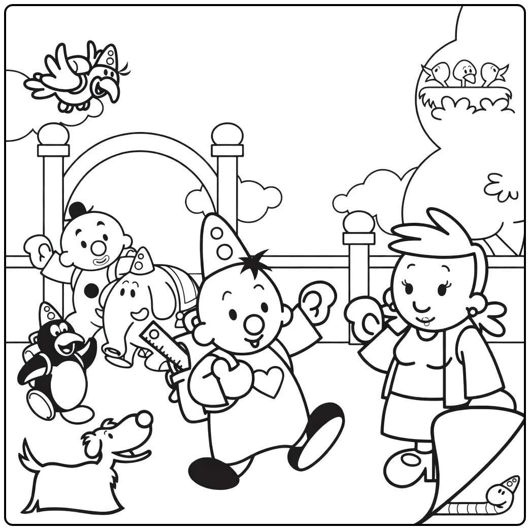 Bumba with Circus Characters coloring page