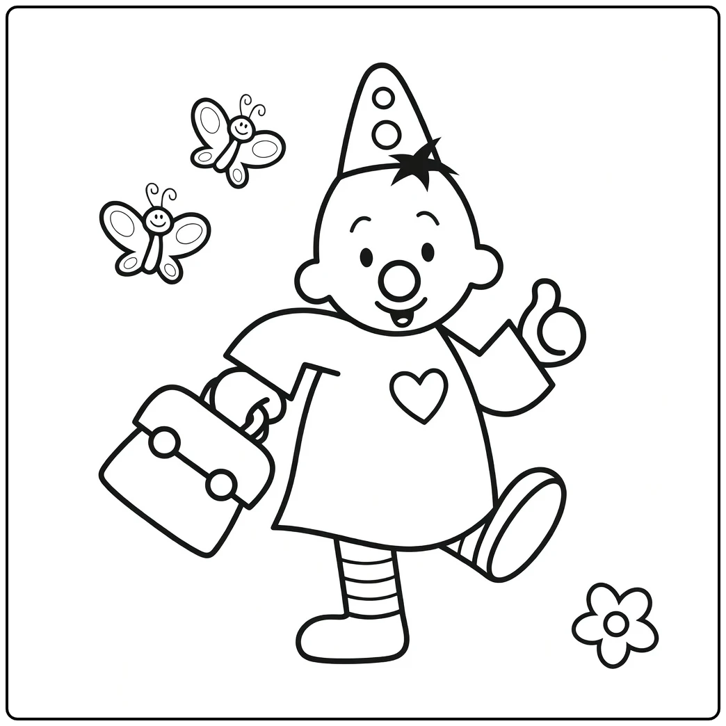 Cheerful Bumba with Suitcase coloring page