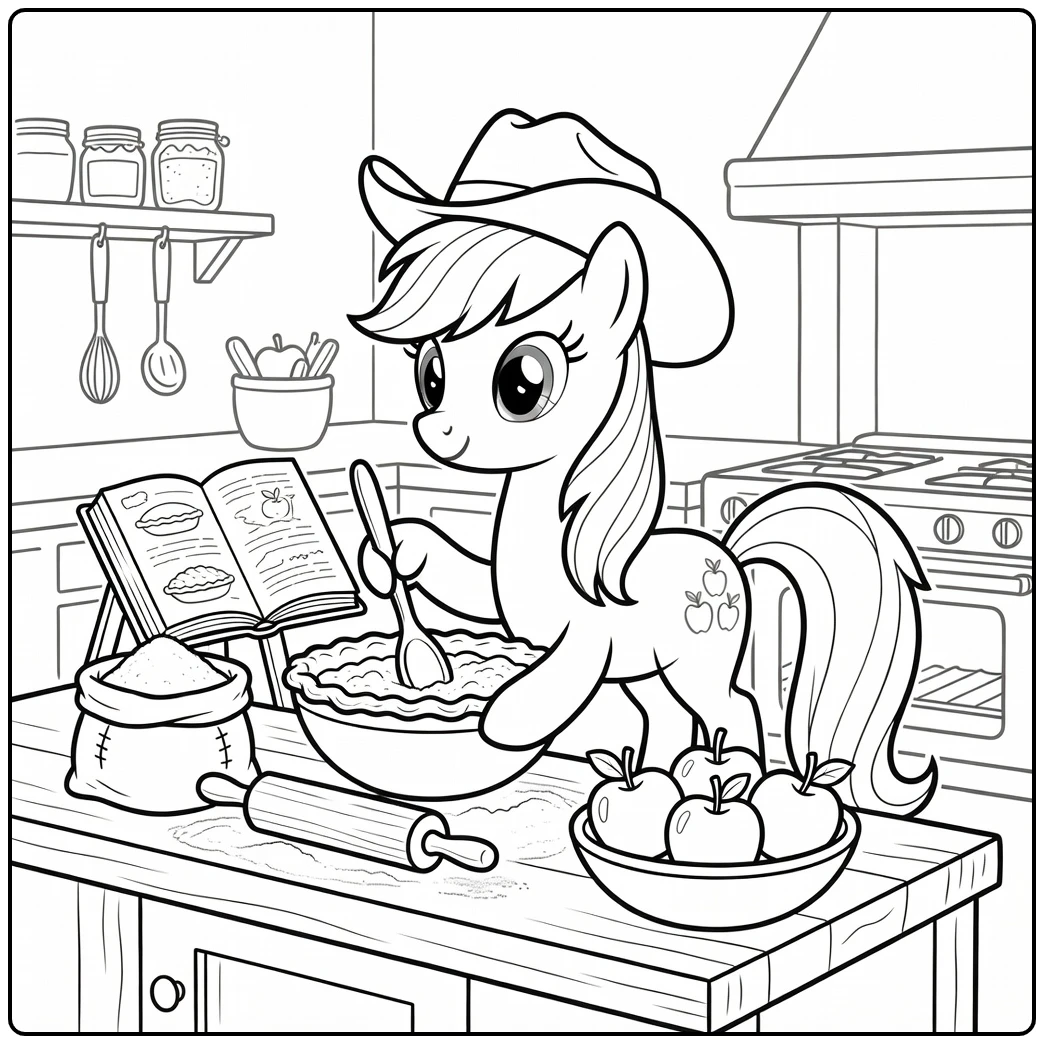 My Little Pony Applejack in Kitchen coloring page